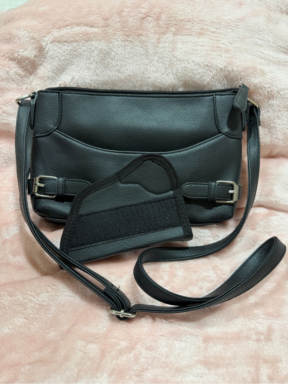 Concealed Carry Black Crossbody Shoulder Bag